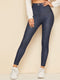 Elastic Waist Button Detail Leggings - Shop Women's T-shirts, blouses, Leggings & Trousers online - Luwos