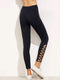 Lattice Hem High Waist Leggings Black - Shop Women's T-shirts, blouses, Leggings & Trousers online - Luwos