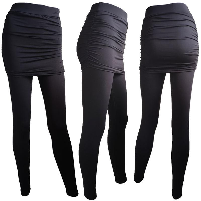 Luwos: Two Piece Leggings Pants Slim with Skirt - Shop Women's T-shirts, blouses, Leggings & Trousers online - Luwos